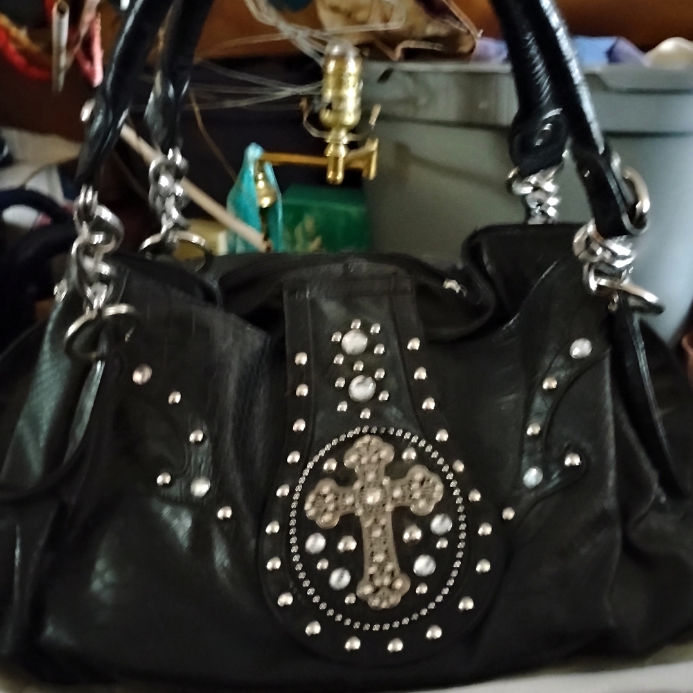 Elegant Black Studded Shoulder Bag